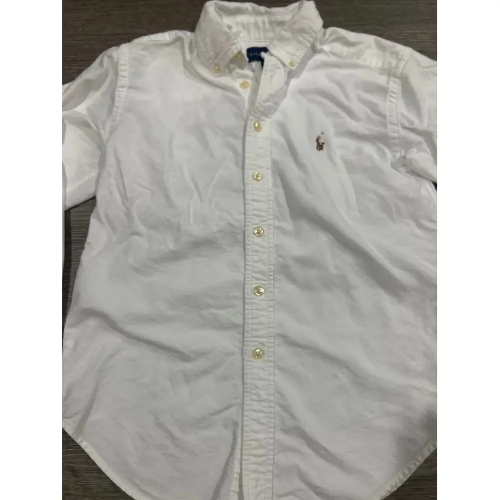 Polo Ralph Lauren Boys White Iconic Oxford Button Down Shirt Size 8 S Pony